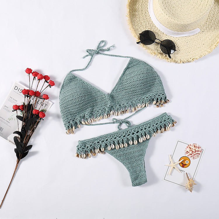 Damern Häkel-Bikini-set med snäckdetaljer Mirla-Eva Jonsson