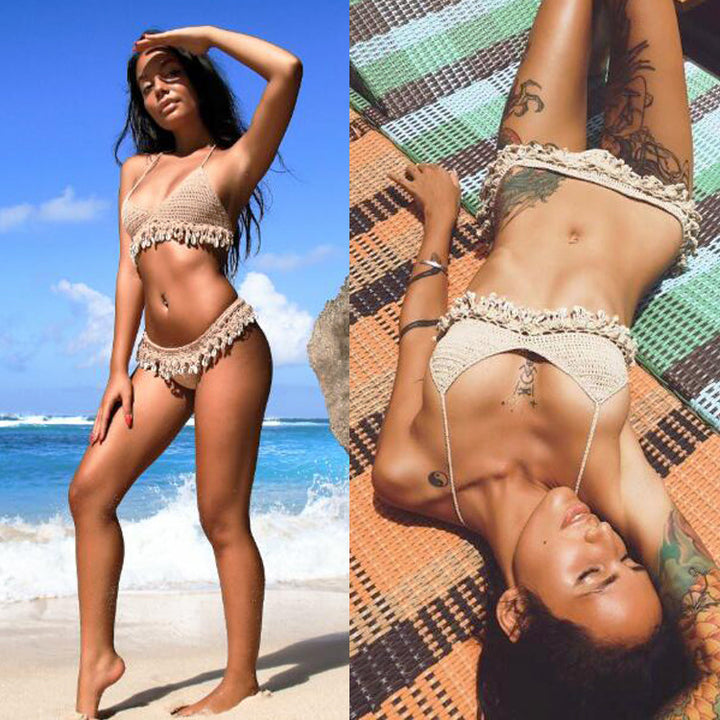 Damern Häkel-Bikini-set med snäckdetaljer Mirla-Eva Jonsson
