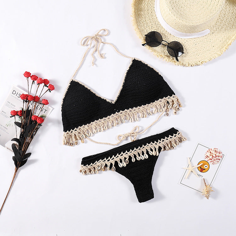 Damern Häkel-Bikini-set med snäckdetaljer Mirla-Eva Jonsson