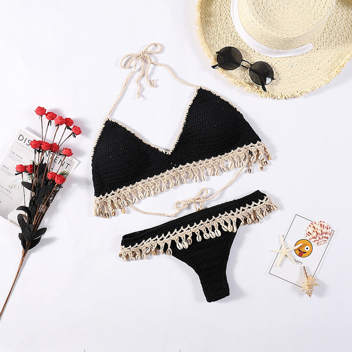 Damern Häkel-Bikini-set med snäckdetaljer Mirla-Eva Jonsson