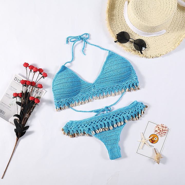 Damern Häkel-Bikini-set med snäckdetaljer Mirla-Eva Jonsson