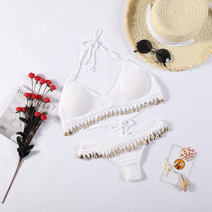 Damern Häkel-Bikini-set med snäckdetaljer Mirla-Eva Jonsson