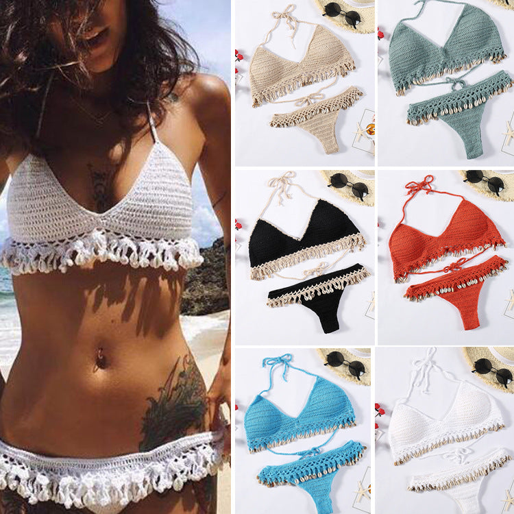 Damern Häkel-Bikini-set med snäckdetaljer Mirla-Eva Jonsson