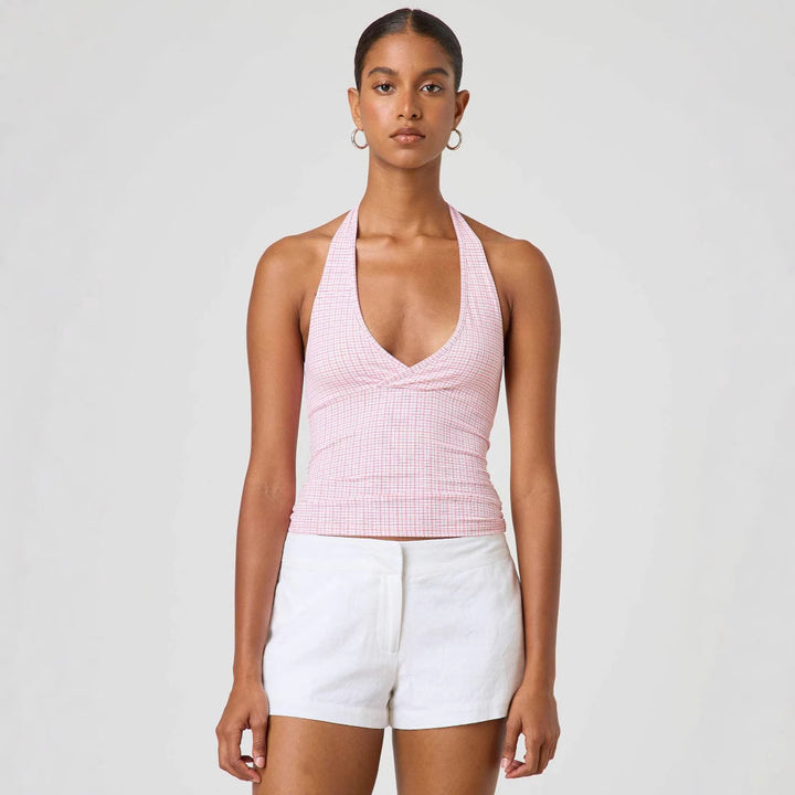 Damern Halter-top med prickmönster och V-ringning Mirla-Eva Jonsson