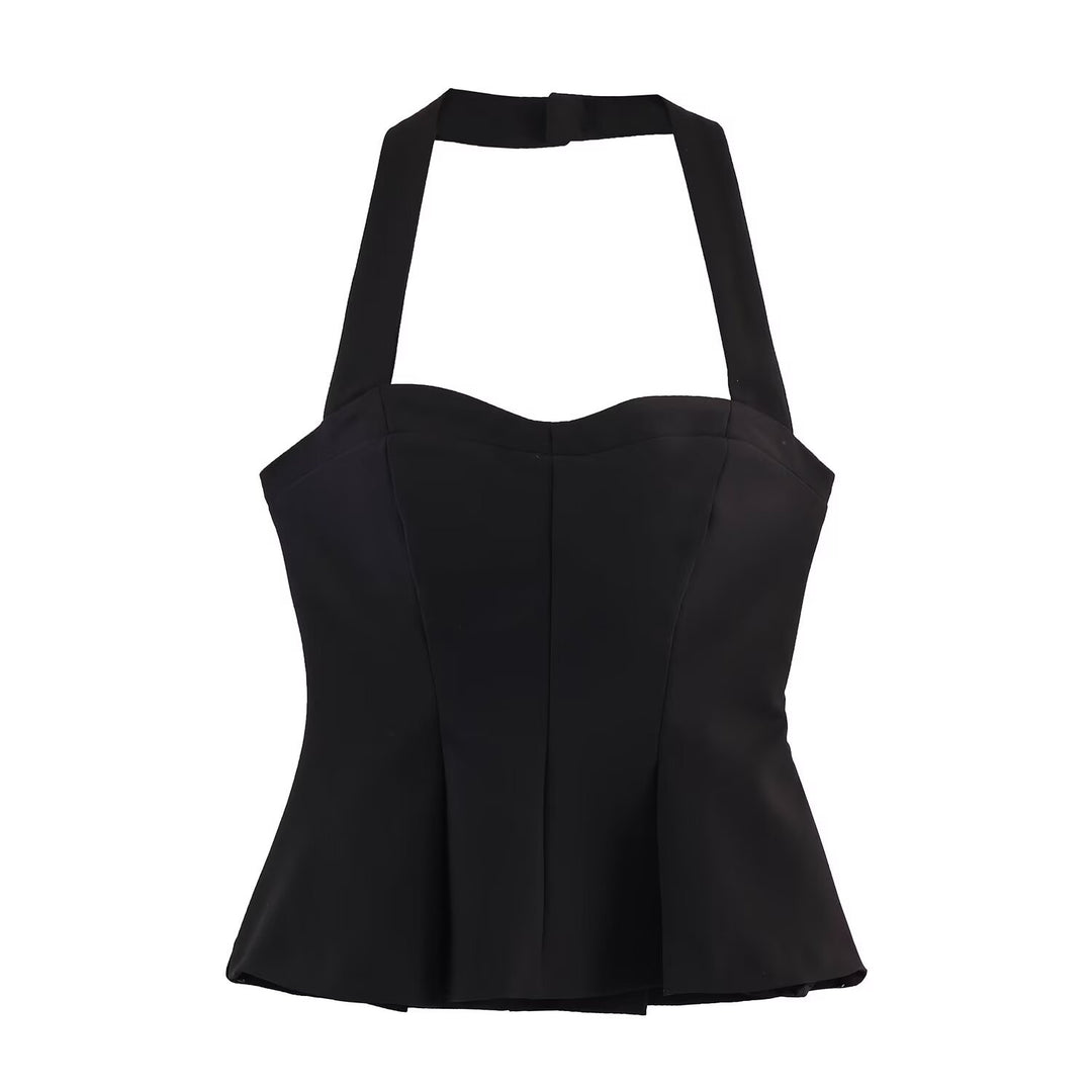 Damern Haltertop med elegant midjesnitt och fina plisseringsdetaljer Mirla-Eva Jonsson