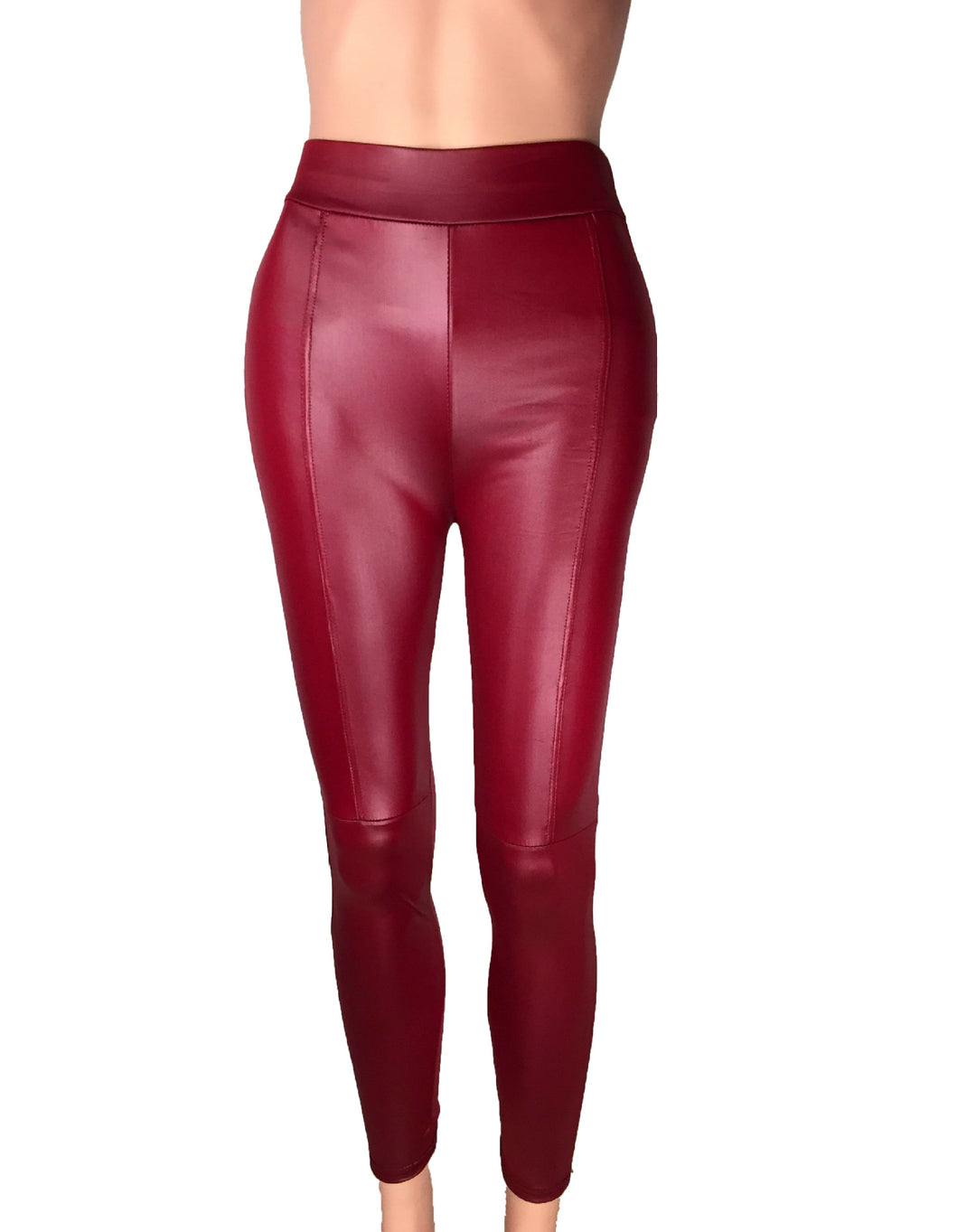 Damern Hög midja leggings i högkvalitativt konstläder med sömlös bearbetning Mirla-Eva Jonsson