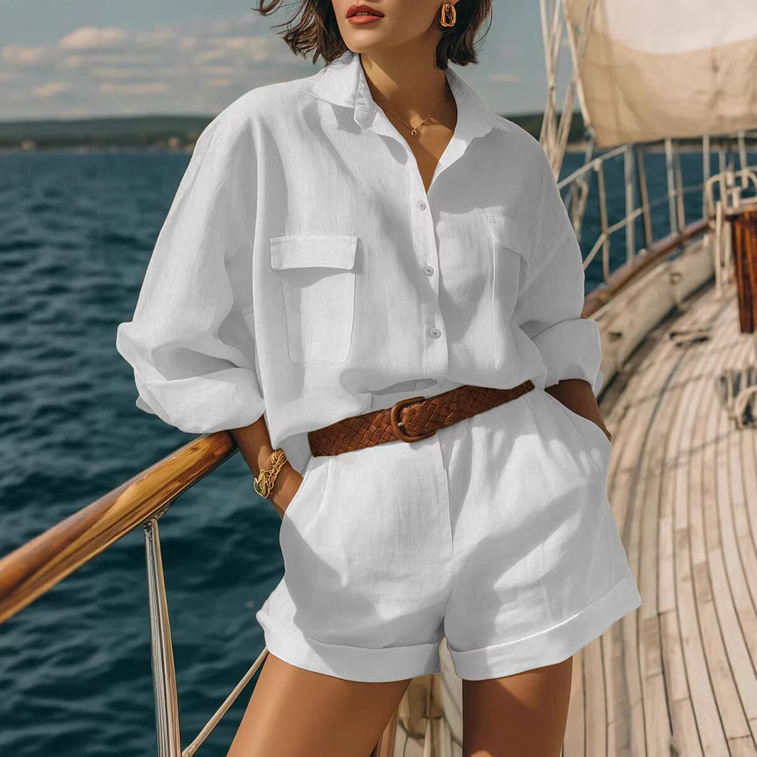 Damern Lätt kortärmad skjorta och shorts-set Mirla-Eva Jonsson