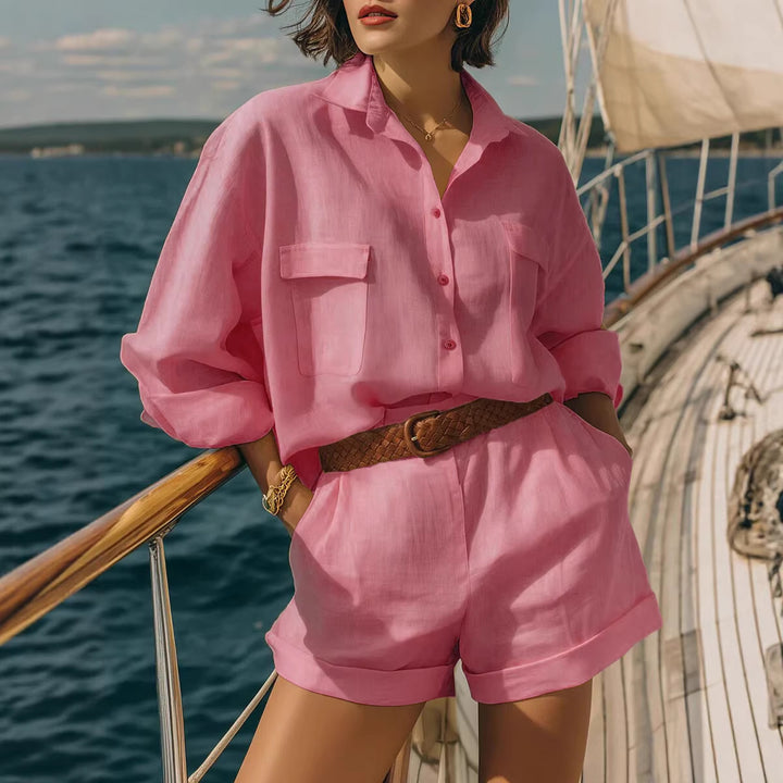 Damern Lätt kortärmad skjorta och shorts-set Mirla-Eva Jonsson