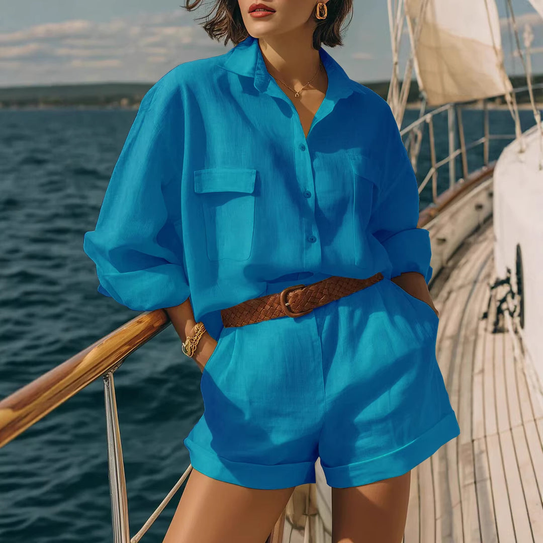 Damern Lätt kortärmad skjorta och shorts-set Mirla-Eva Jonsson