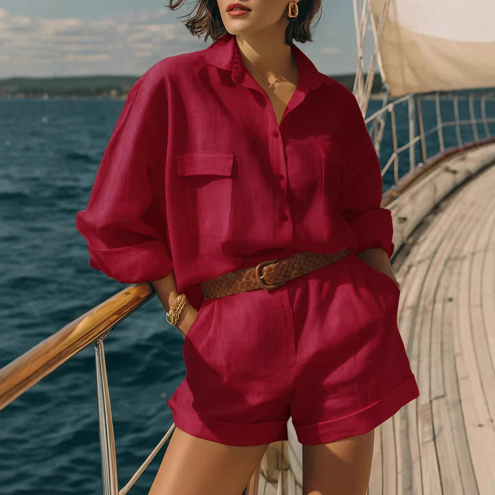 Damern Lätt kortärmad skjorta och shorts-set Mirla-Eva Jonsson