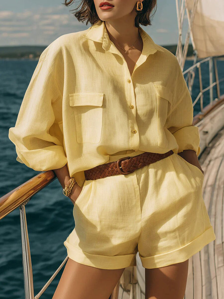Damern Lätt kortärmad skjorta och shorts-set Mirla-Eva Jonsson