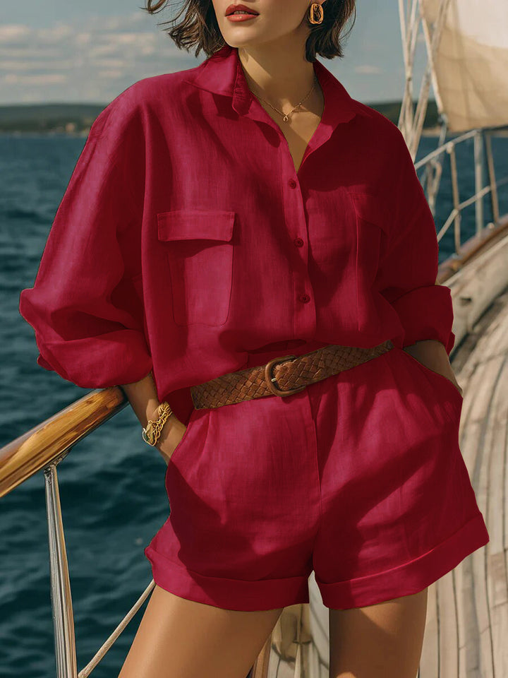 Damern Lätt kortärmad skjorta och shorts-set Mirla-Eva Jonsson