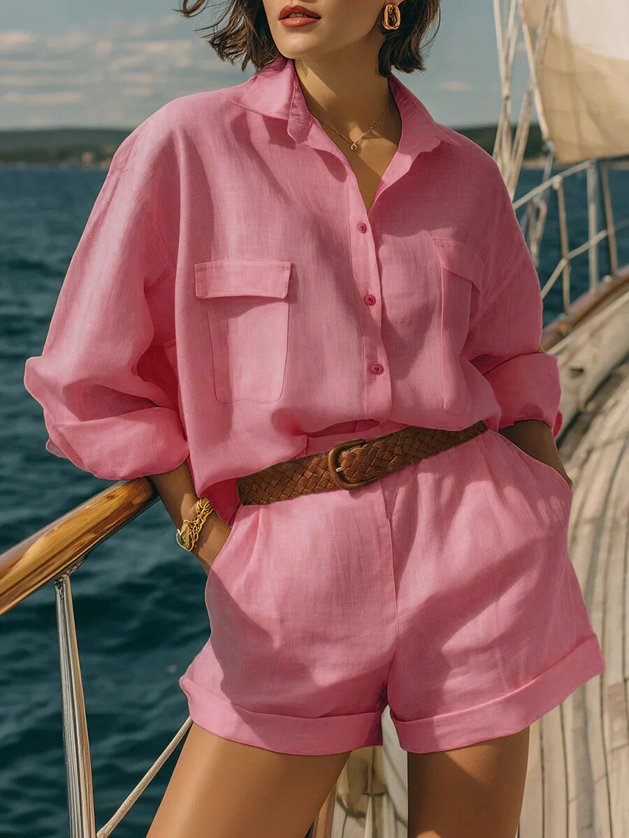 Damern Lätt kortärmad skjorta och shorts-set Mirla-Eva Jonsson