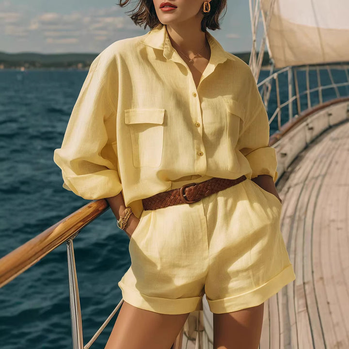 Damern Lätt kortärmad skjorta och shorts-set Mirla-Eva Jonsson
