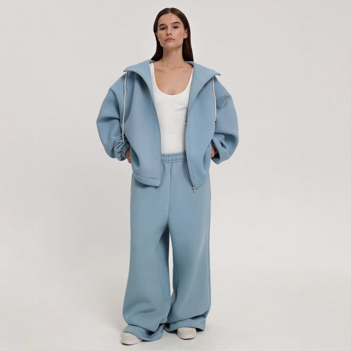 Damern Lättsamt Oversized Fritidsdräkt med mjuk huva och vida byxor Mirla-Eva Jonsson