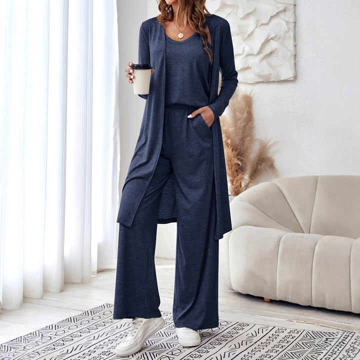 Damern Loungewear-set med elegant, öppen cardigan och bekväma höga sidor Mirla-Eva Jonsson