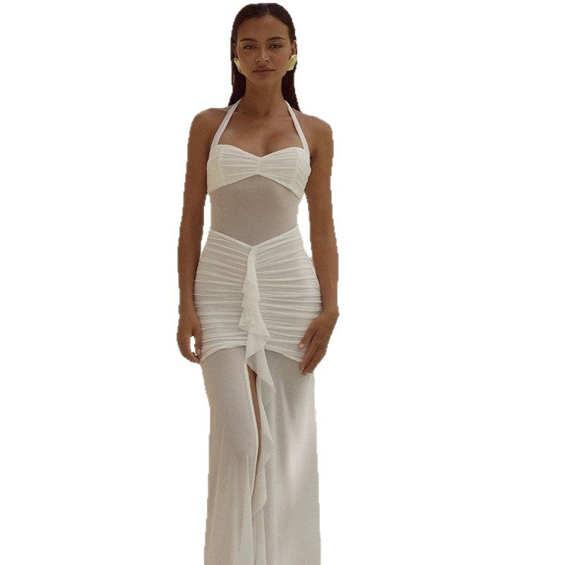 Damern Maxi-dress med djup slits och elegant drapering Mirla-Eva Jonsson