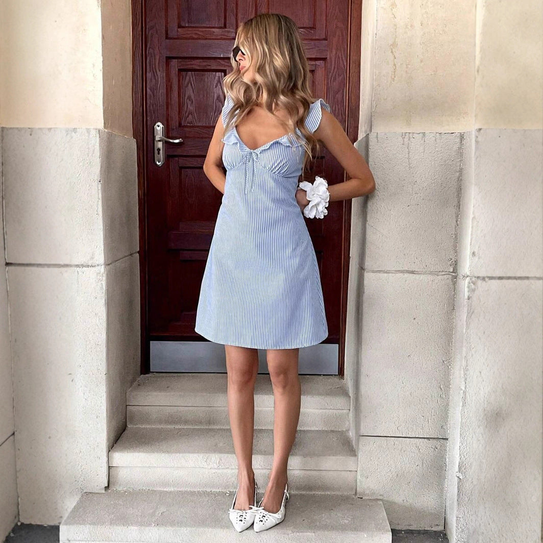 Damern Minikjol med raffinerad volangdesign och randigt mönster Mirla-Eva Jonsson