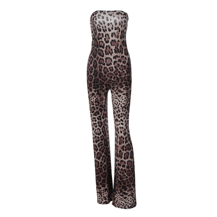 Damern Moderiktig All-in-One Jumpsuit med leopardmönster och raffinerad passform Mirla-Eva Jonsson