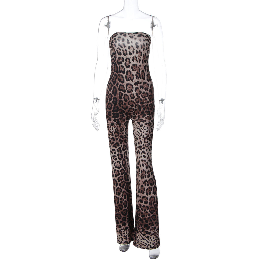 Damern Moderiktig All-in-One Jumpsuit med leopardmönster och raffinerad passform Mirla-Eva Jonsson