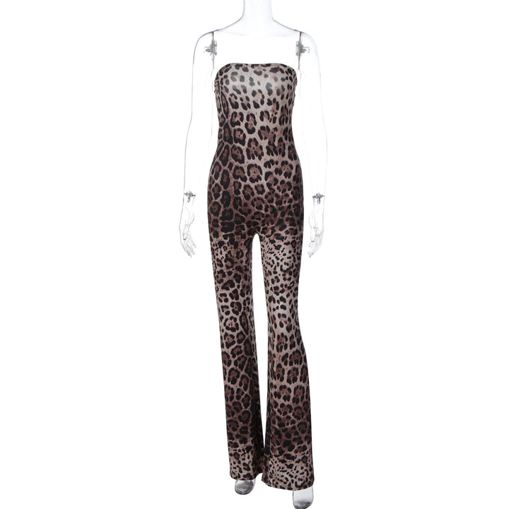 Damern Moderiktig All-in-One Jumpsuit med leopardmönster och raffinerad passform Mirla-Eva Jonsson