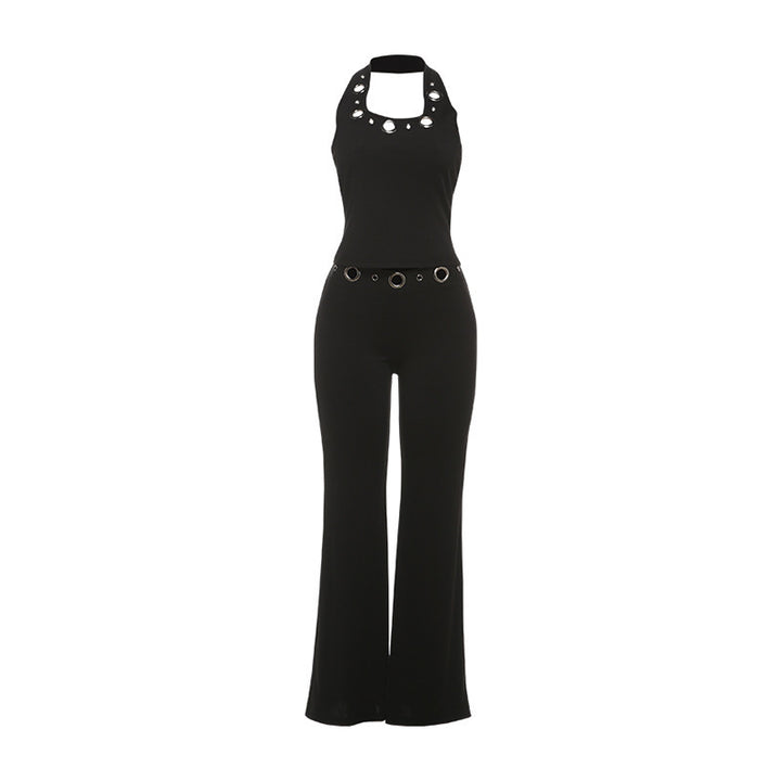 Damern Moderiktig Jumpsuit med dekorativt halterneck och bältesdetaljer Mirla-Eva Jonsson