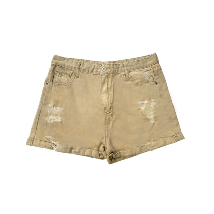 Damern Modiska Destroyed Shorts i Denim med avslappnad passform och fransiga detaljer Mirla-Eva Jonsson