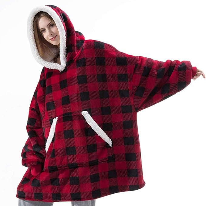 Damern Mysig Hoodie-Poncho med mjukt foder och praktiska fickor Eva Jonsson-Eva Jonsson