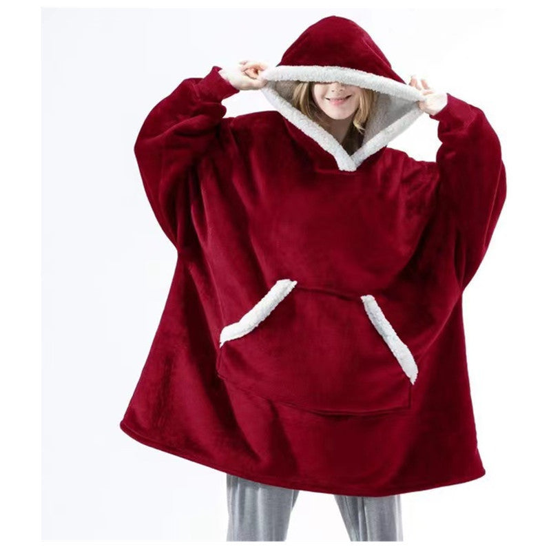 Damern Mysig Hoodie-Poncho med mjukt foder och praktiska fickor Eva Jonsson-Eva Jonsson
