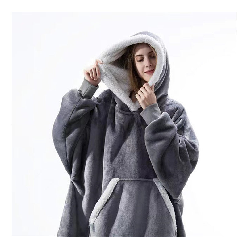 Damern Mysig Hoodie-Poncho med mjukt foder och praktiska fickor Eva Jonsson-Eva Jonsson