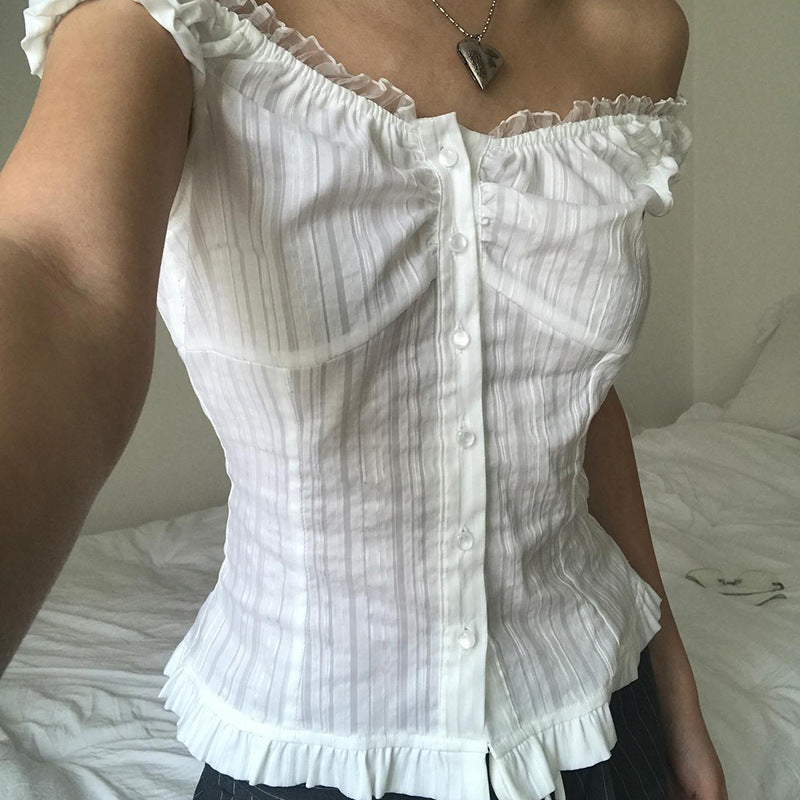 Damern Off-Shoulder Blus med Volangssömmar Mirla-Eva Jonsson