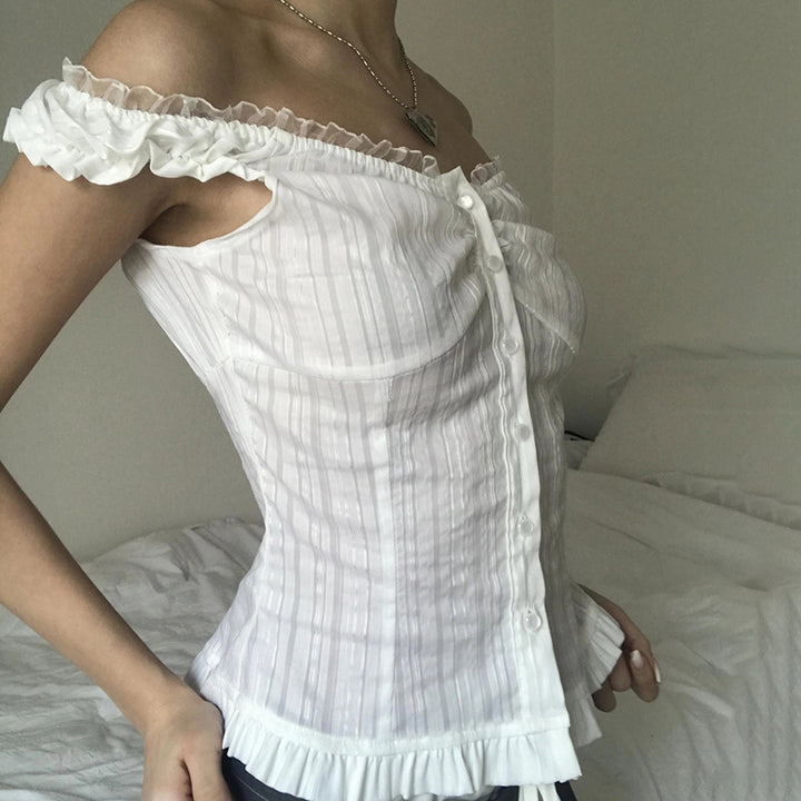 Damern Off-Shoulder Blus med Volangssömmar Mirla-Eva Jonsson