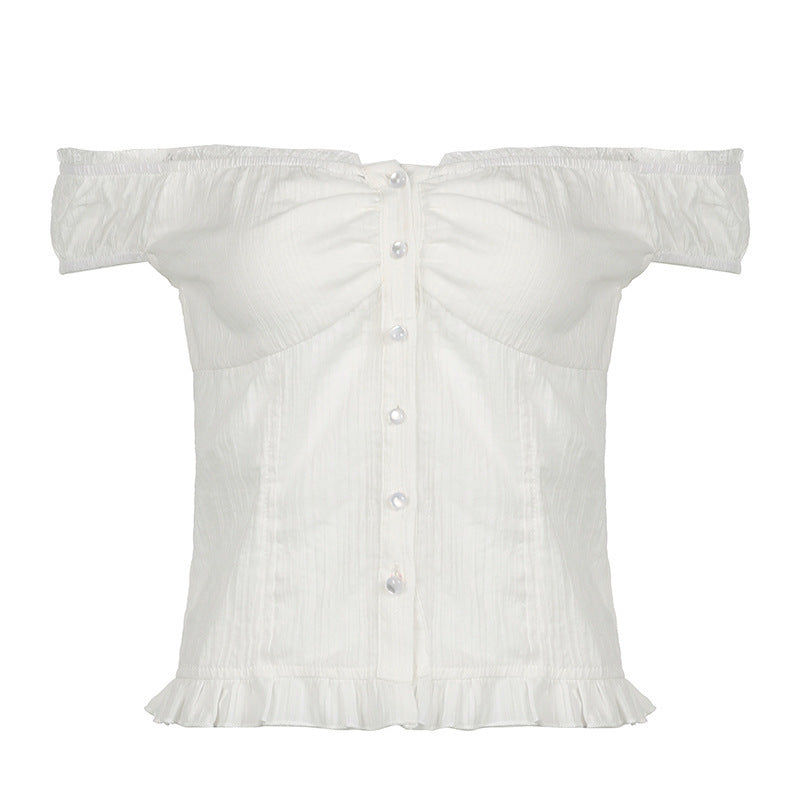 Damern Off-Shoulder Blus med Volangssömmar Mirla-Eva Jonsson