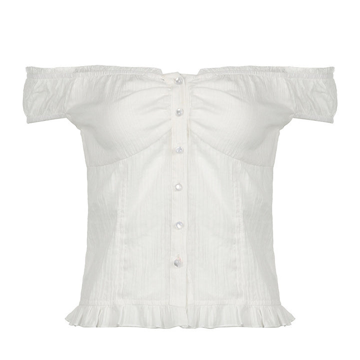Damern Off-Shoulder Blus med Volangssömmar Mirla-Eva Jonsson