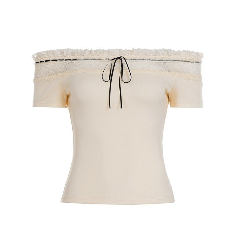 Damern Off-Shoulder Topp med spetsdetaljer och figursydd passform Mirla-Eva Jonsson