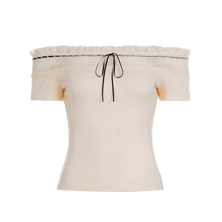 Damern Off-Shoulder Topp med spetsdetaljer och figursydd passform Mirla-Eva Jonsson
