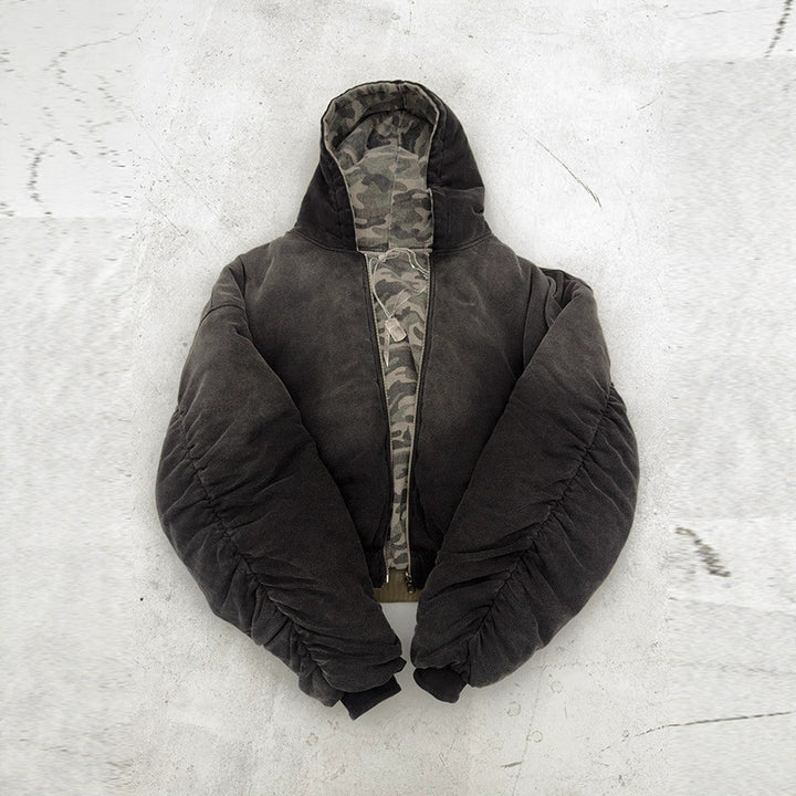 Damern Oversized Camouflagejacka med Huva och Dragkedja Mirla-Eva Jonsson
