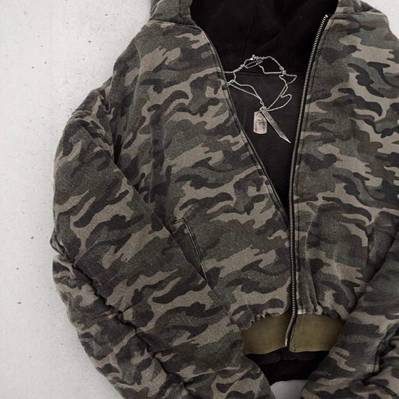 Damern Oversized Camouflagejacka med Huva och Dragkedja Mirla-Eva Jonsson