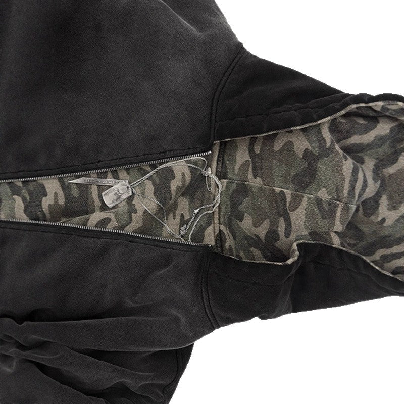 Damern Oversized Camouflagejacka med Huva och Dragkedja Mirla-Eva Jonsson