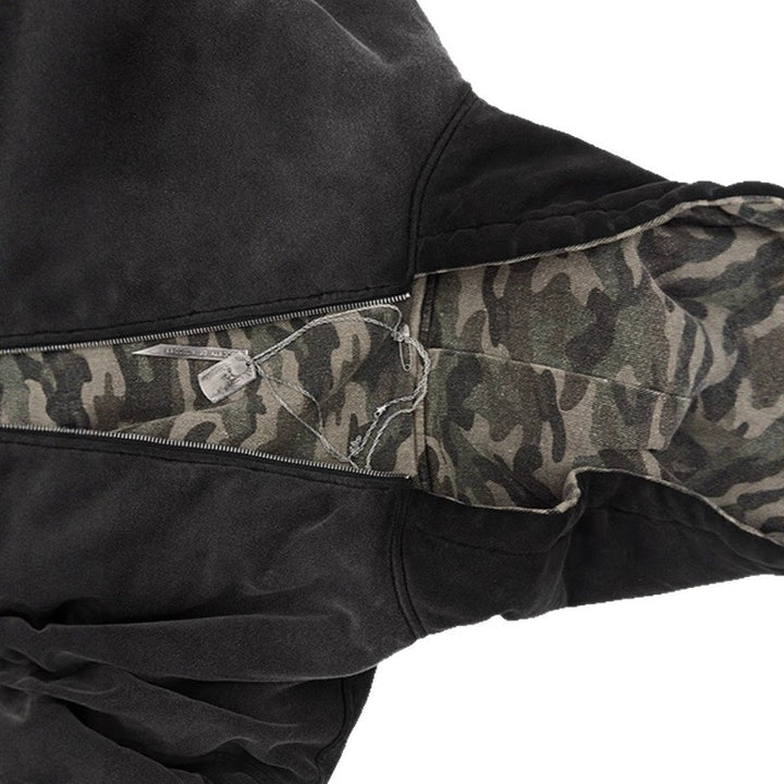 Damern Oversized Camouflagejacka med Huva och Dragkedja Mirla-Eva Jonsson