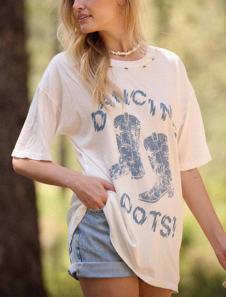 Damern Oversized T-shirt med nostalgisk Porto-tryck Mirla-Eva Jonsson