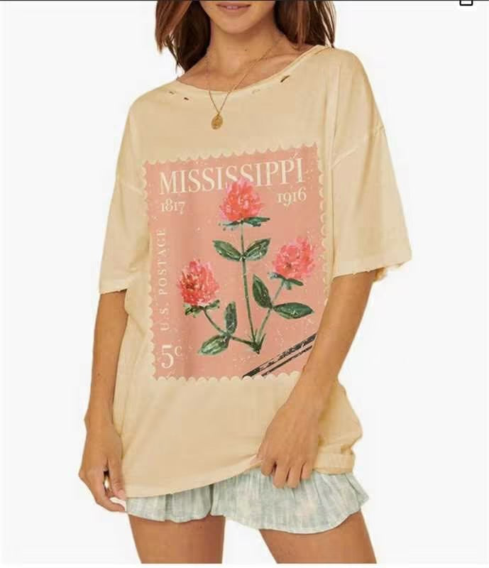 Damern Oversized T-shirt med nostalgisk Porto-tryck Mirla-Eva Jonsson