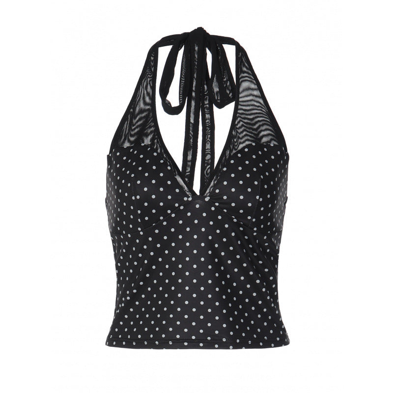 Damern Polka-Dot Topp med V-ringning och specifik skärning Mirla-Eva Jonsson