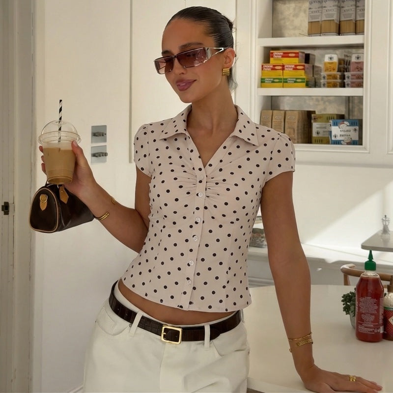 Damern Polka-Dots Blus med raffinerad knapdesign Mirla-Eva Jonsson