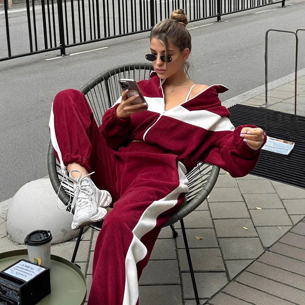 Damern Sportig Fleece-Hoodie med hög krage och dragkedja Mirla-Eva Jonsson