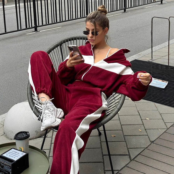 Damern Sportig Fleece-Hoodie med hög krage och dragkedja Mirla-Eva Jonsson
