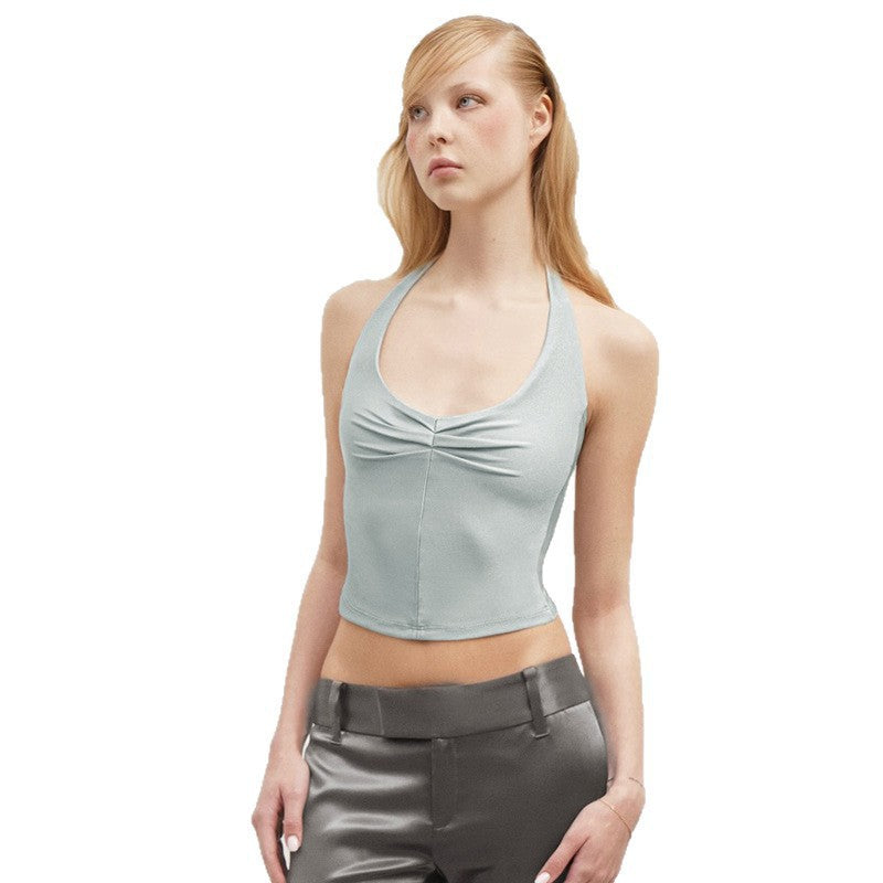 Damern Sportigt crop-top med halterband och figurnära passform Mirla-Eva Jonsson