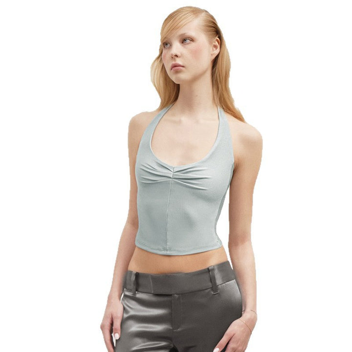 Damern Sportigt crop-top med halterband och figurnära passform Mirla-Eva Jonsson