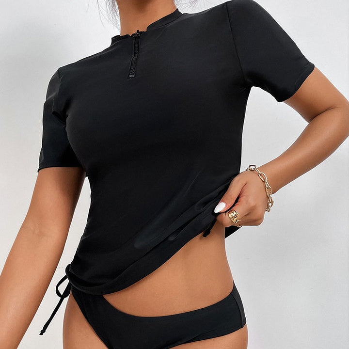 Damern Surf-Bikini-Överdel med kort arm och hög krage Mirla-Eva Jonsson