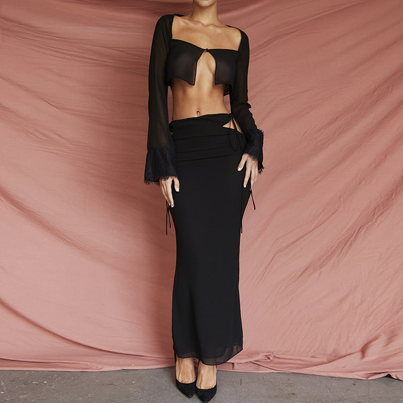 Damern Transparent Set med Crop-Top och Maxikjol Mirla-Eva Jonsson